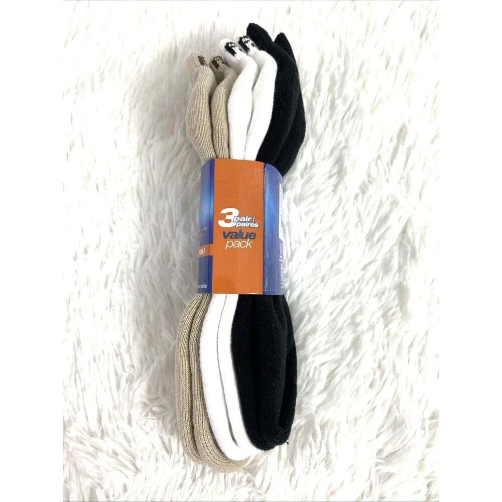 FootJoy Ankle Socks ComfortSof Sport Mens 7-12 Golf 3 Pairs White Black Beige